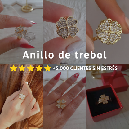ANILLO DE TREBOL GIRATORIO (ANTIESTRES) Paz interior y energía positiva